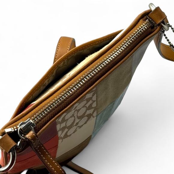 COACH 2362 Patchwork Swing Pack Crossbody Adjustable Leather Strap Suede Y2k - Picture 5 of 15
